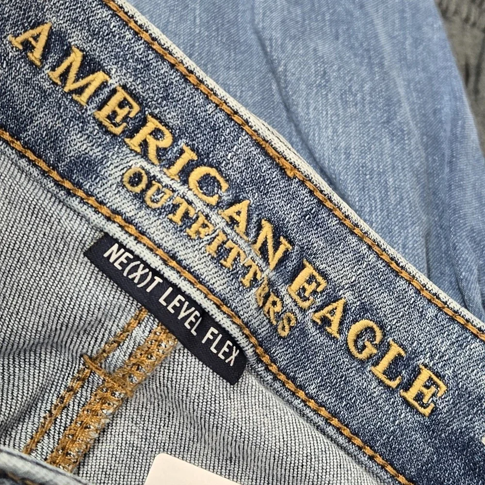 American Eagle Men Jeans 33X32 Blue Denim Distressed Skinny Next Level Flex